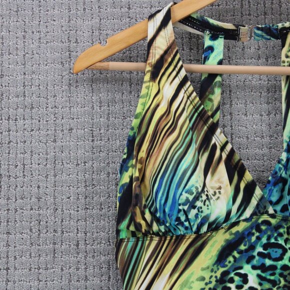 It Figures Swim Top Womens Size 8 Multicolor Leopard All Over Print Sleeveless - Picture 4 of 9